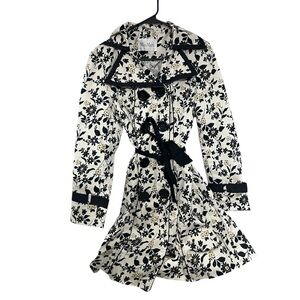 Max Mara Weekend black and white floral print trench coat.